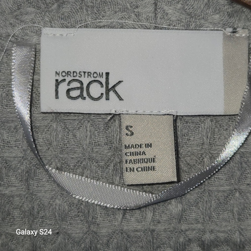 Nordstrom Rack Mens Waffle Knit Cotton Robe Grey Shawl Collar Size Small NWT - Picture 2 of 6